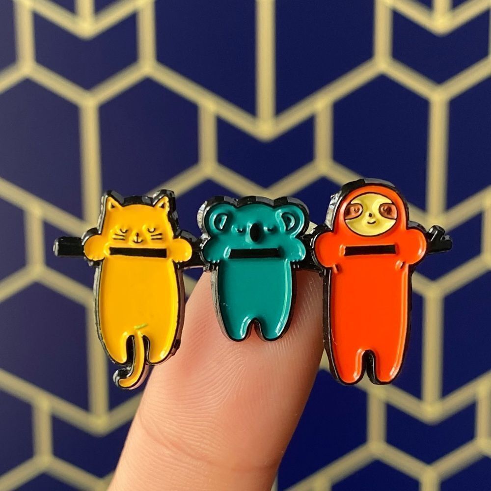 Hanging Lazy Crew Enamel Pin/ Brooch Lapel